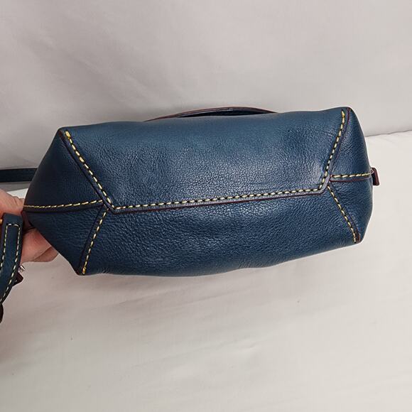 Dooney & Bourke Leather Slate Blue Crossbody Saddle Bag/ Purse Adjustable Strap - Picture 4 of 16